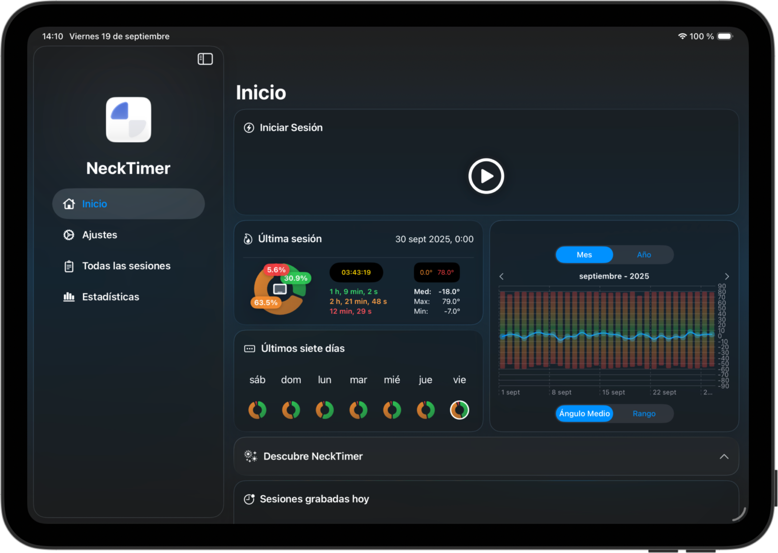 NeckTimer on iPad