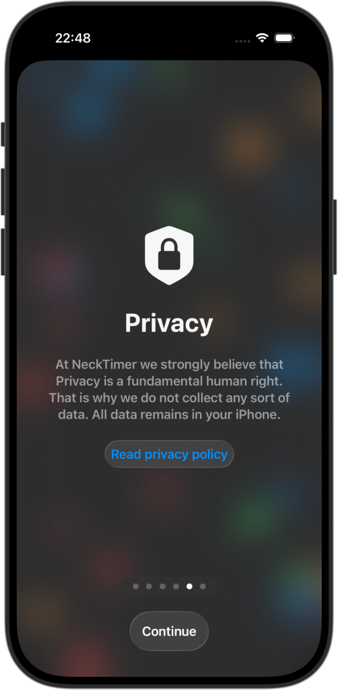 NeckTimer Privacy screen