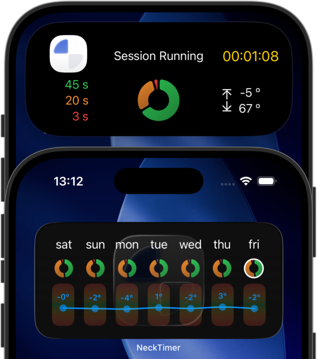 NeckTimer widgets on iPhone